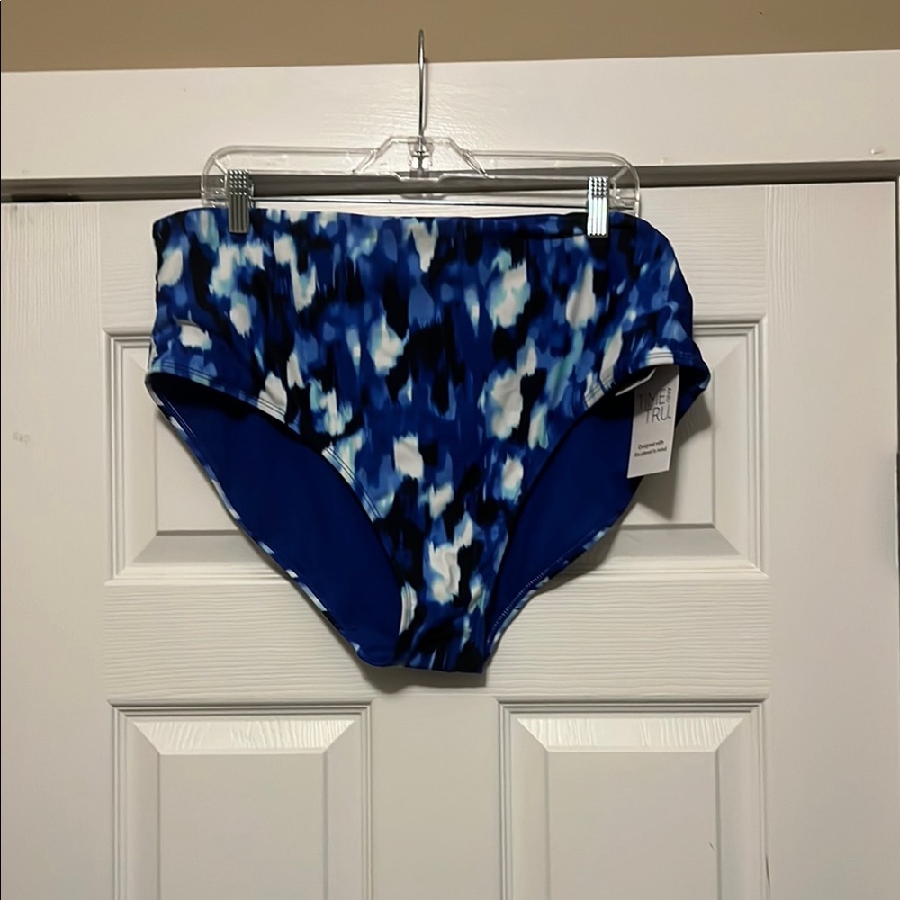Time and Tru Blue Patterned Bikini Bottom